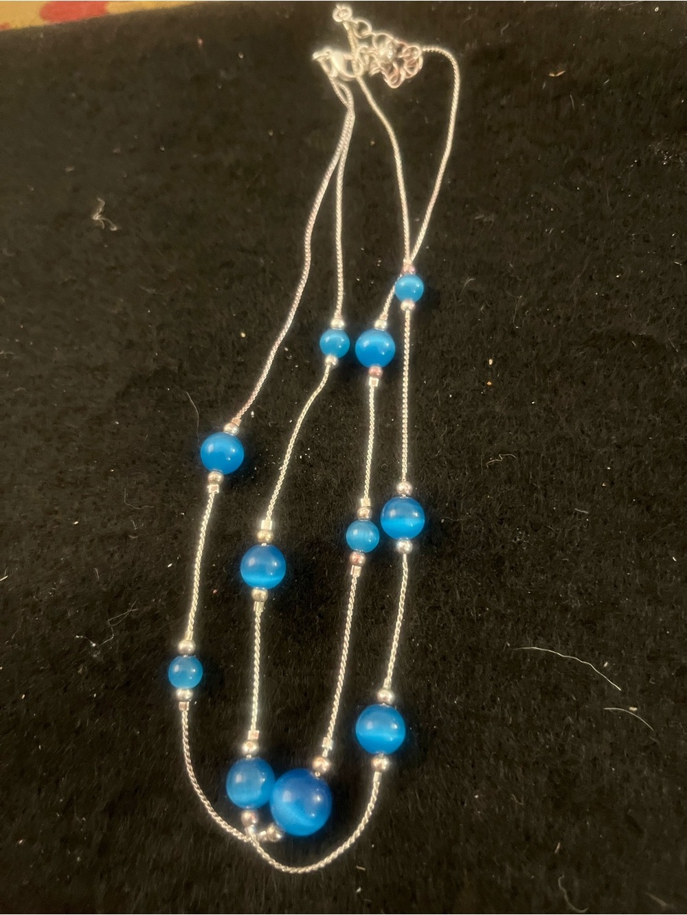 Elegant Blue Bead Multi-Strand Necklace